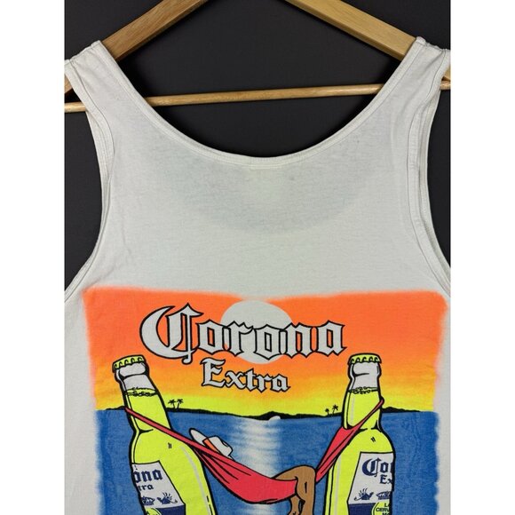 Vintage 90s Corona Extra Beer Promo Drink Alcohol Beach Tank Top - Picture 3 of 14